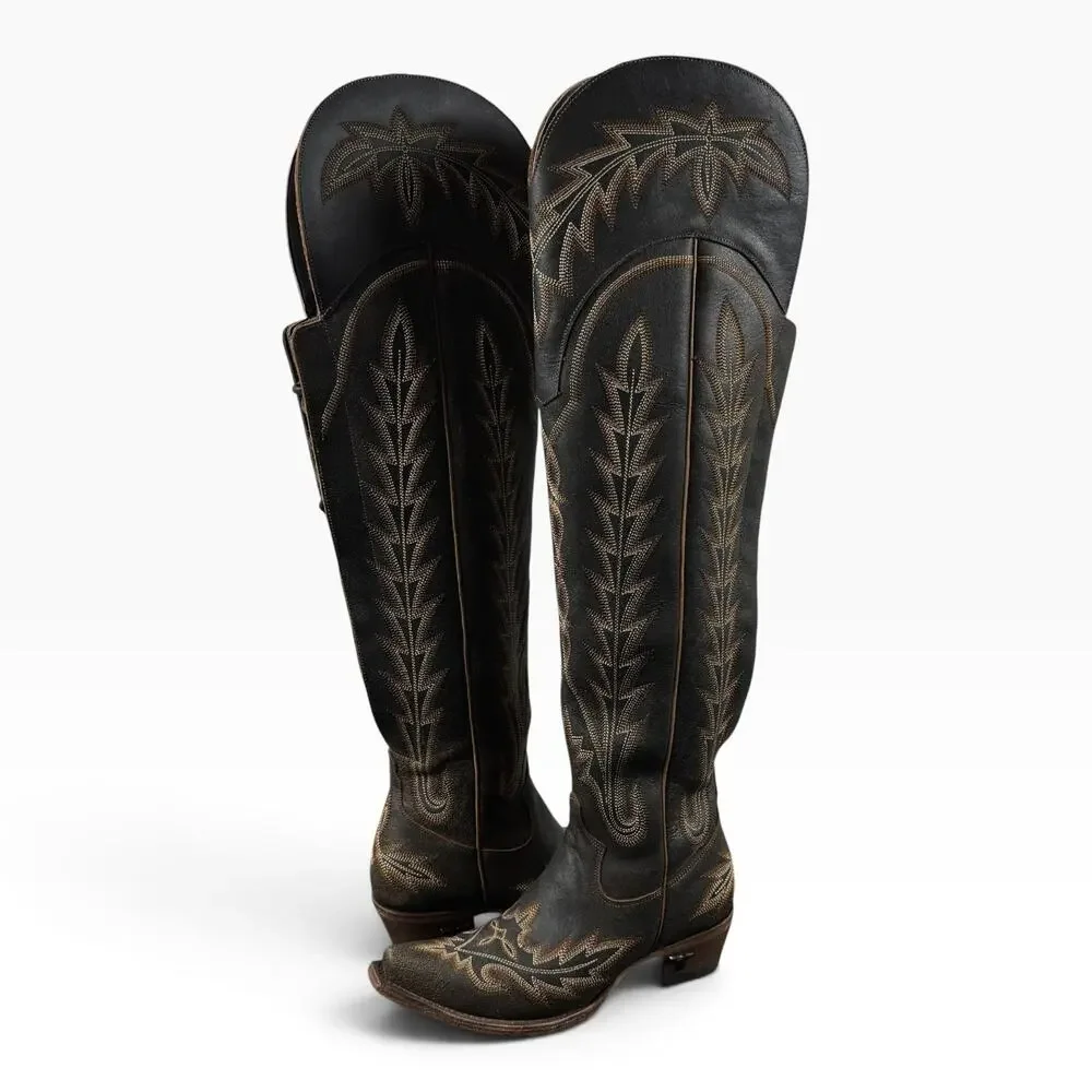 Lane Lexington OTK Womens 7.5 Over Knee Corset Western Cowboy Boots Leather